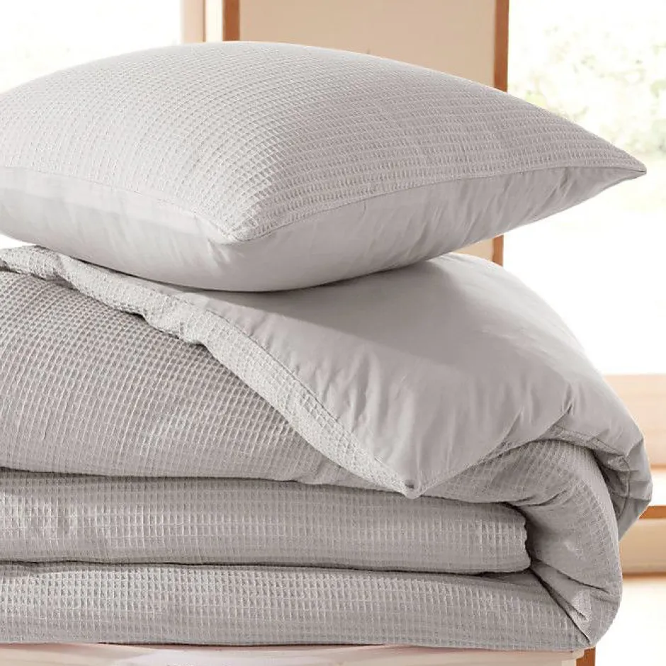 Coton Pur Parure de couette "Nid d'abeille" 140 x 200 pour lit 1 place - Nid d'abeille Perle
