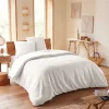 Coton Pur Parure de couette "Nid d'abeille" 260 x 240 pour lit 2 Places "King Size" 160 à 180 cm - Nid d'abeille Neige