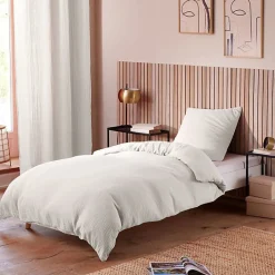 Coton Pur Parure de couette "Noah" Gaze de Coton 140 x 200 pour lit 1 place - Noah Neige