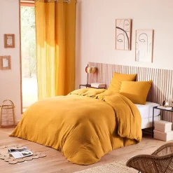 Coton Pur Parure de couette "Noah" Gaze de Coton 260 x 240 pour lit 2 Places "King Size" 160 à 180 cm - Noah Curry Best