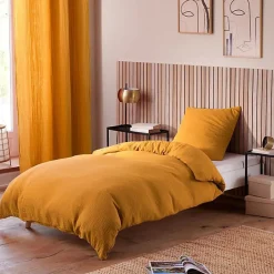 Coton Pur Parure de couette "Noah" Gaze de Coton 140 x 200 pour lit 1 place - Noah Curry Sale