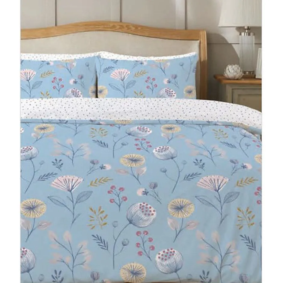 Copenhagen Home Parure de couette "Olia" toutes dimensions 100% Coton / 57 Fils/cm² - Olia Bleu - Parure de couette 260 x 240 cm + 2 Taies d'oreil