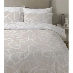 Copenhagen Home Parure de couette "Pablo" toutes dimensions 100% Coton / 57 Fils/cm² - Pablo Latte - Parure de couette 240 x 220 cm + 2 Taies d'or Outlet