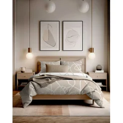 Copenhagen Home Parure de couette "Pablo" toutes dimensions 100% Coton / 57 Fils/cm² - Pablo Latte - Parure de couette 240 x 220 cm + 2 Taies d'or Outlet