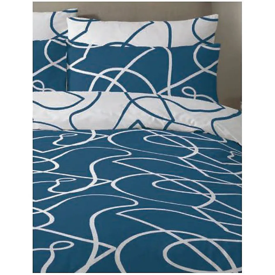 Copenhagen Home Parure de couette "Pablo" toutes dimensions 100% Coton / 57 Fils/cm² - Pablo Bleu - Parure de couette 240 x 220 cm + 2 Taies d'ore Best