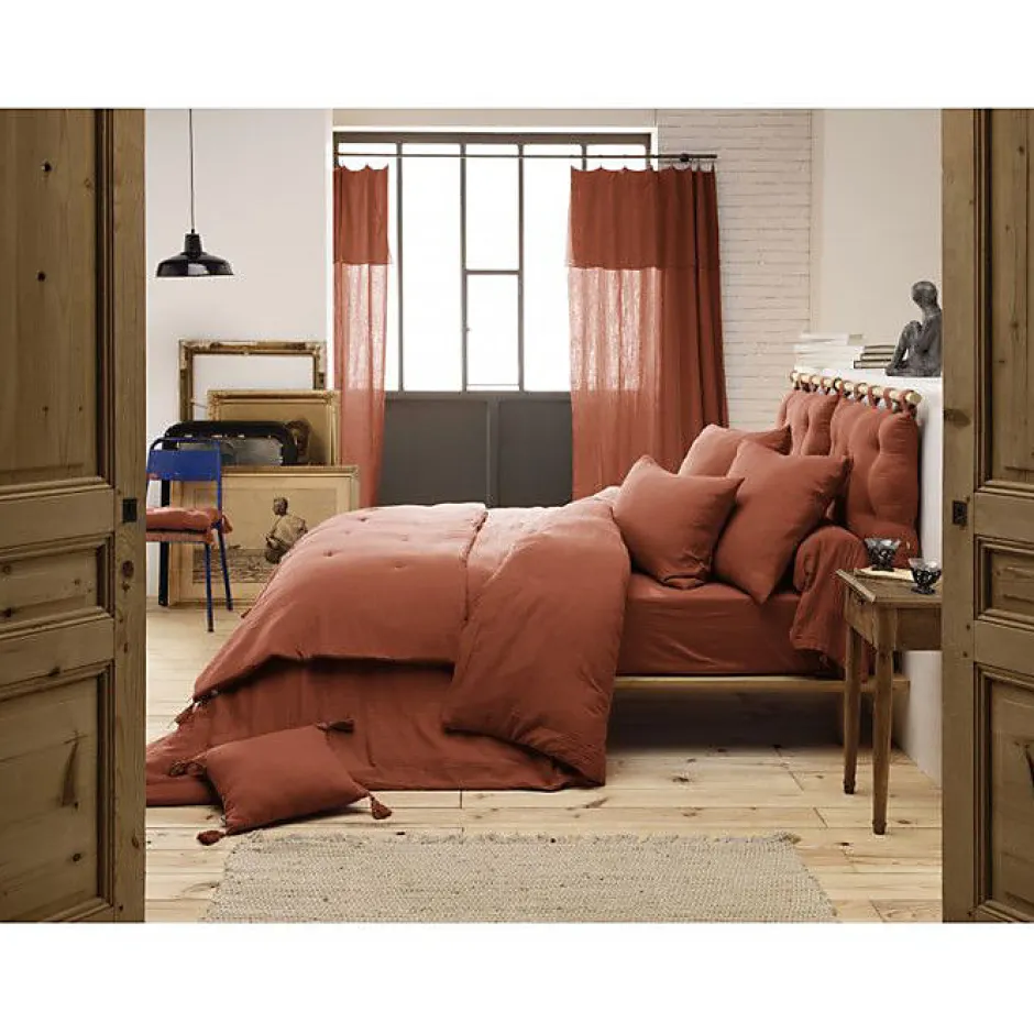 L'Effet Papillon Parure de draps 4 pièces & 5 pièces "Gaïa" Gaze de Coton - Gaïa Terracotta - Parure de draps 4 pièces (1 Drap plat 240 x 300 + 1 D Clearance