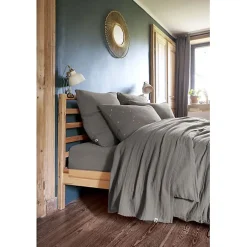 L'Effet Papillon Parure de draps 4 pièces & 5 pièces "Gaïa" Gaze de Coton - Gaïa Granit - Parure de draps 5 pièces (1 Drap plat 240 x 300 + 1 Drap