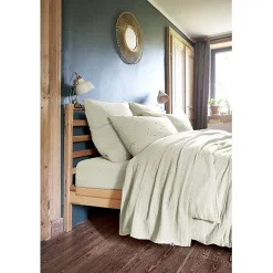 L'Effet Papillon Parure de draps 4 pièces & 5 pièces "Gaïa" Gaze de Coton - Gaïa Vert d'Eau - Parure de draps 4 pièces (1 Drap plat 240 x 300 + 1 D