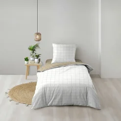 Douceur D'Intérieur Parure de Lit 100% Coton Cadria Naturel Certifiée OekoTEX 200 x 140 cm