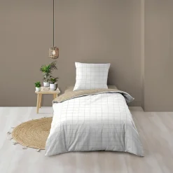 Douceur D'Intérieur Parure de Lit 100% Coton Cadria Naturel Certifiée OekoTEX 200 x 140 cm
