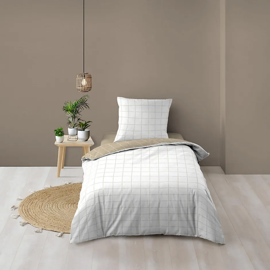 Douceur D'Intérieur Parure de Lit 100% Coton Cadria Naturel Certifiée OekoTEX 200 x 140 cm