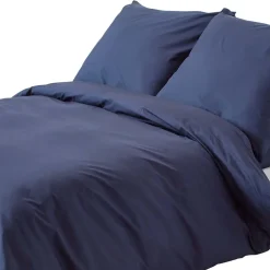 Homescapes Parure de lit 100% coton égyptien 200 fils bleu marine, 155x220cm - Discount