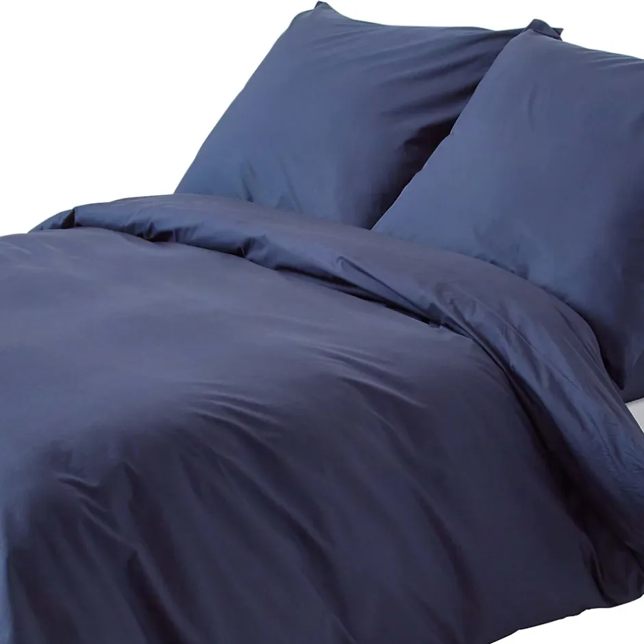 Homescapes Parure de lit 100% coton égyptien 200 fils bleu marine, 155x220cm - Discount
