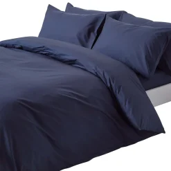 Homescapes Parure de lit 100% coton égyptien 200 fils bleu marine, 260x220cm -