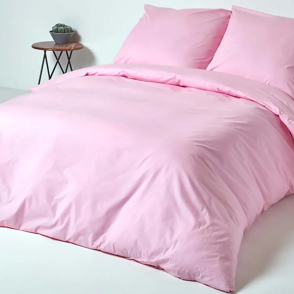 Homescapes Parure de lit 100% coton égyptien 200 fils rose, 155x220cm -