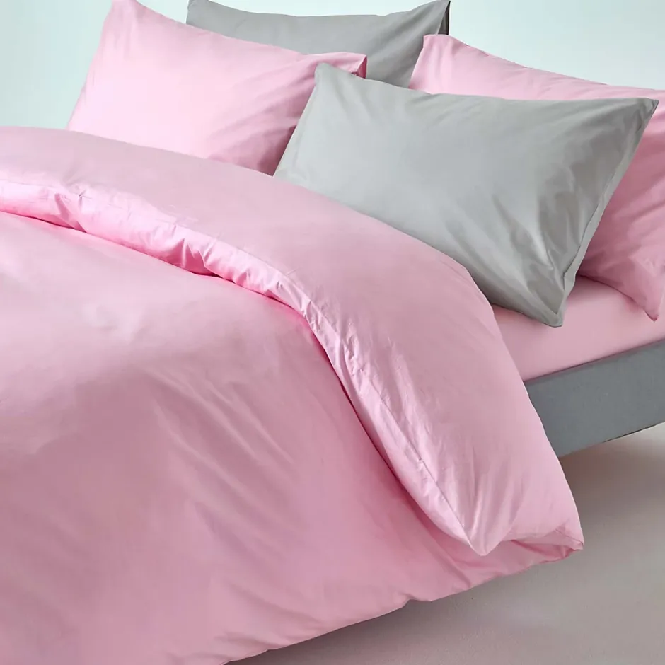 Homescapes Parure de lit 100% coton égyptien 200 fils rose, 155x220cm -