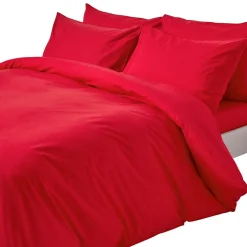 Homescapes Parure de lit 100% coton égyptien 200 fils rouge, 200x200cm -