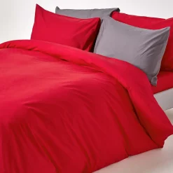 Homescapes Parure de lit 100% coton égyptien 200 fils rouge, 200x200cm -