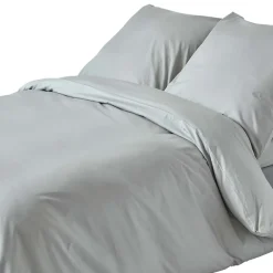 Homescapes Parure de lit 100% coton égyptien 200 fils gris acier, 240x220cm -