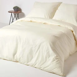 Homescapes Parure de lit 100% coton égyptien 200 fils ivoire, 240x220cm -