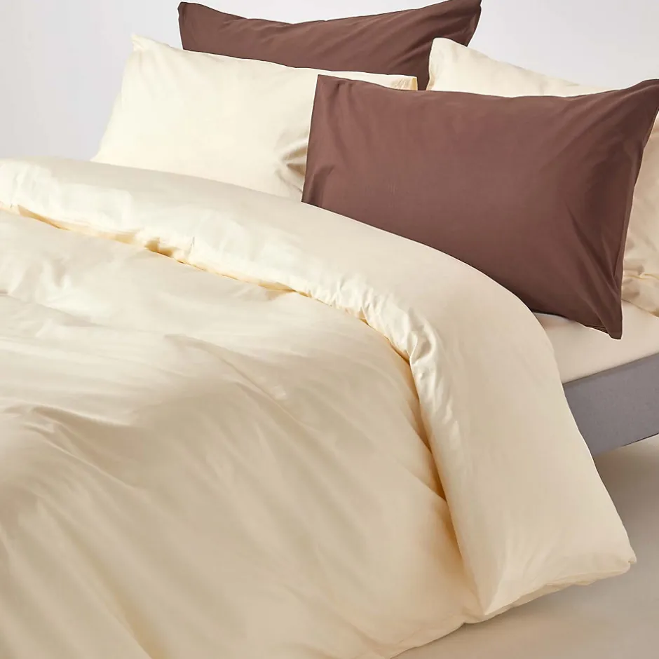 Homescapes Parure de lit 100% coton égyptien 200 fils ivoire, 240x220cm -