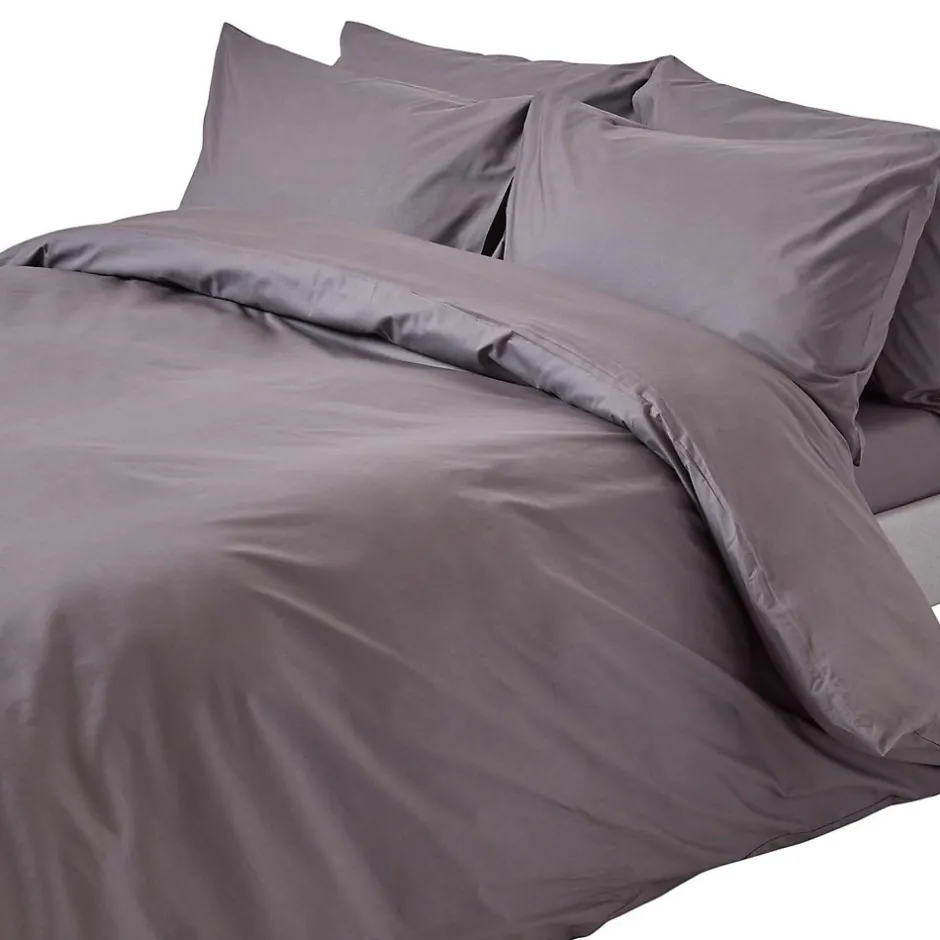 Homescapes Parure de lit 100% coton égyptien 200 fils gris foncé, 200x200cm -
