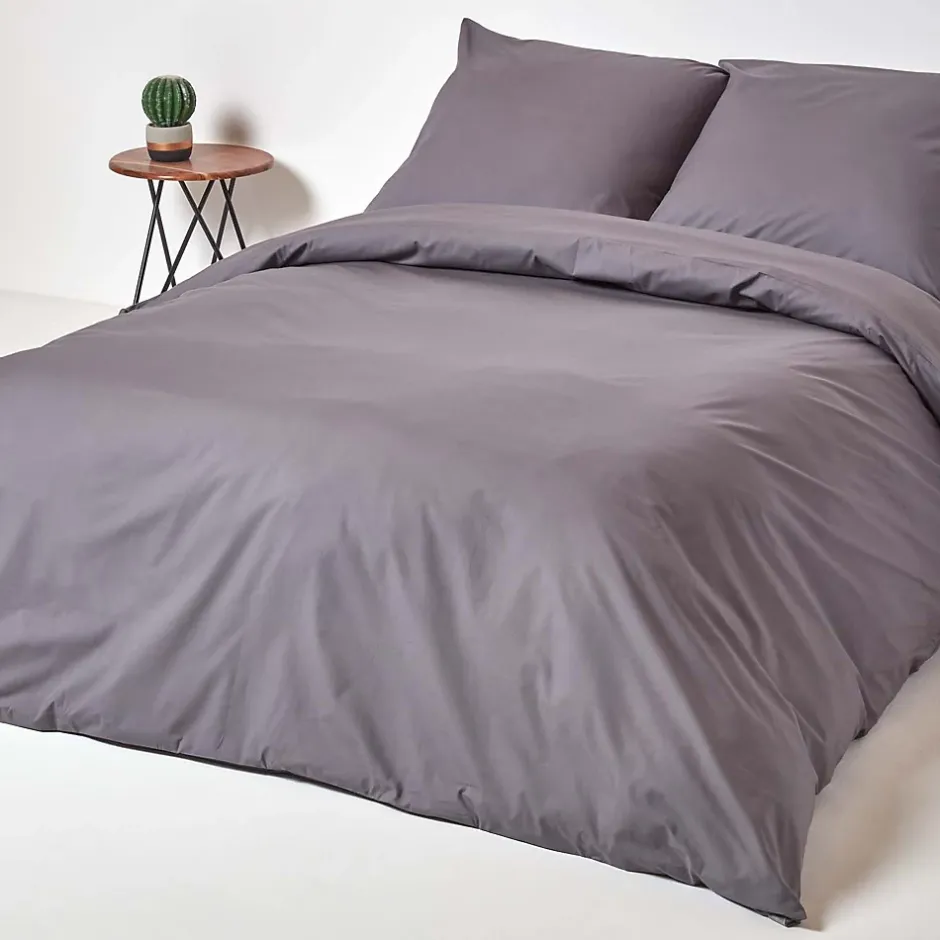 Homescapes Parure de lit 100% coton égyptien 200 fils gris foncé, 240x220cm - Best