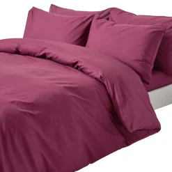 Homescapes Parure de lit 100% coton égyptien 200 fils bordeaux, 230x220cm -