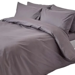 Homescapes Parure de lit 100% coton égyptien 200 fils gris foncé, 230x220cm -