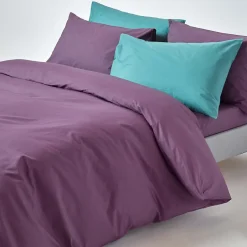 Homescapes Parure de lit 100% coton égyptien 200 fils violet, 155x220cm -