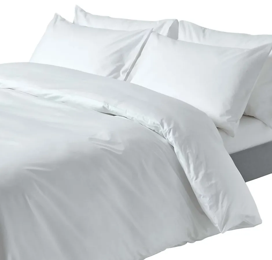 Homescapes Parure de lit 100% coton égyptien 200 fils blanc, 135x200cm - Hot