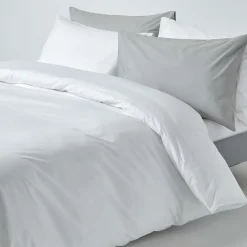 Homescapes Parure de lit 100% coton égyptien 200 fils blanc, 135x200cm - Hot