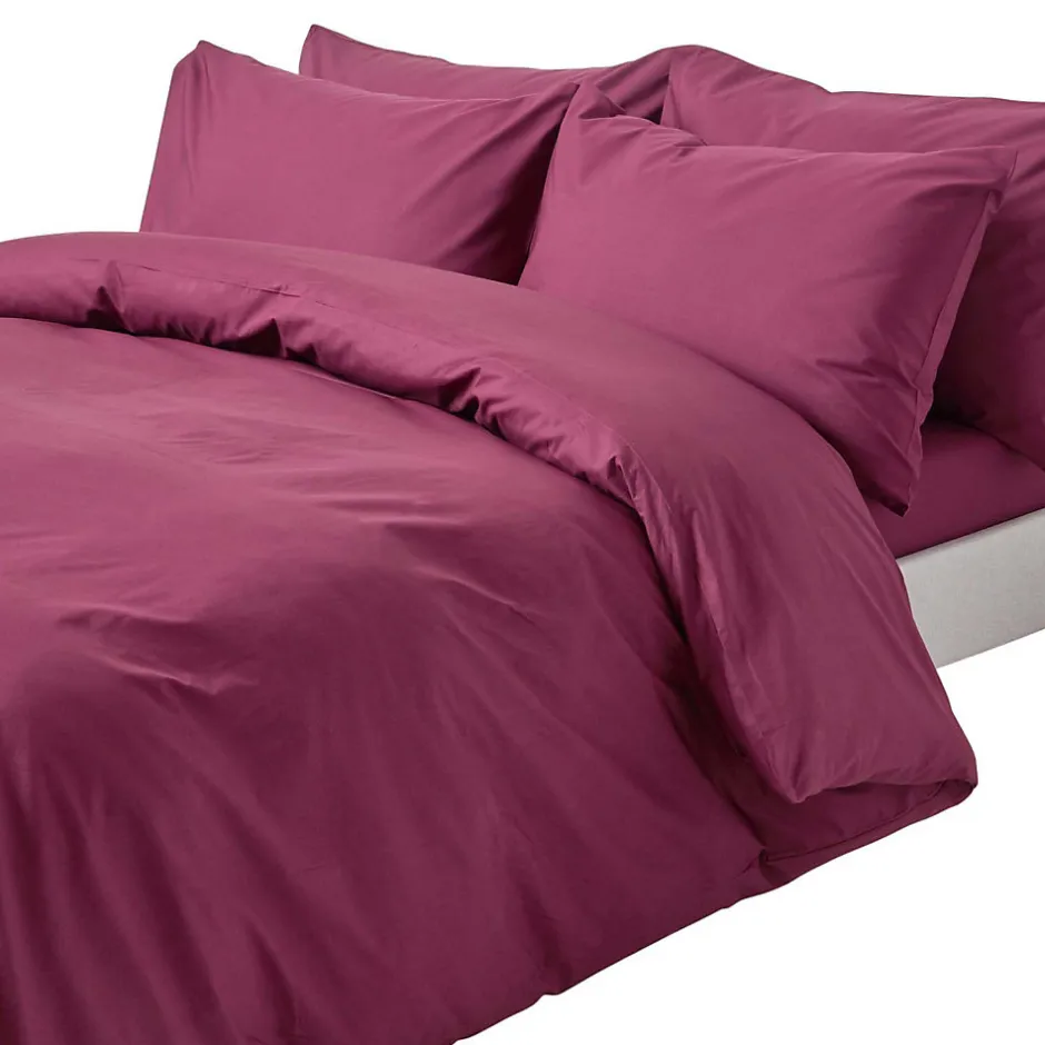 Homescapes Parure de lit 100% coton égyptien 200 fils bordeaux, 260x220cm -