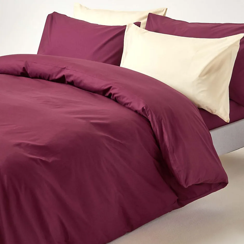 Homescapes Parure de lit 100% coton égyptien 200 fils bordeaux, 260x220cm -