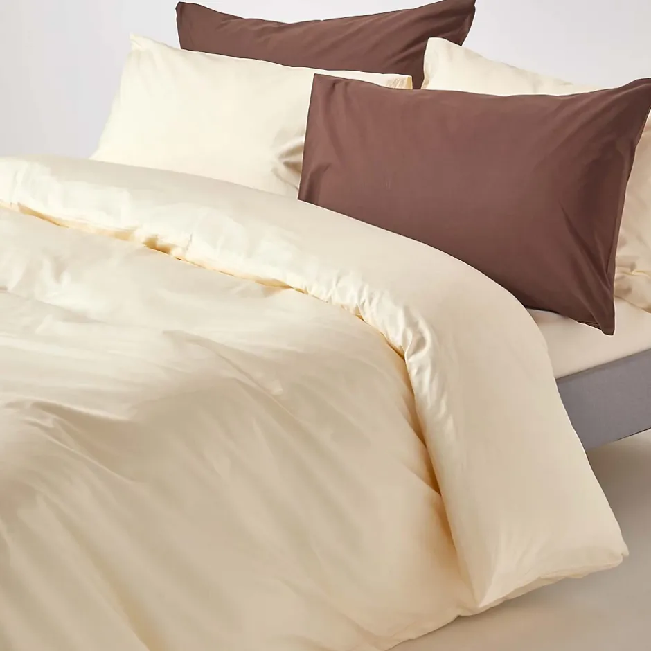 Homescapes Parure de lit 100% coton égyptien 200 fils ivoire, 230x220cm - Clearance