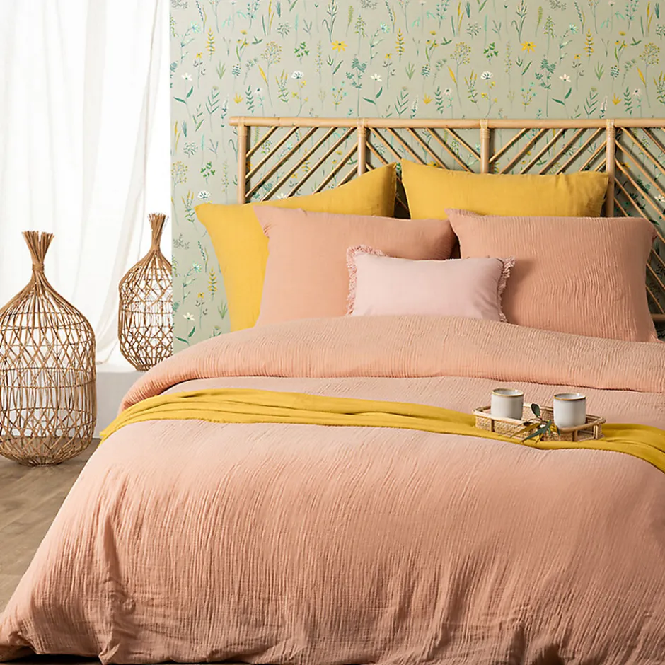 Atmosphera Créateur D'Intérieur Parure de lit - gaze de coton - rose - 260x240 cm - Atmosphera