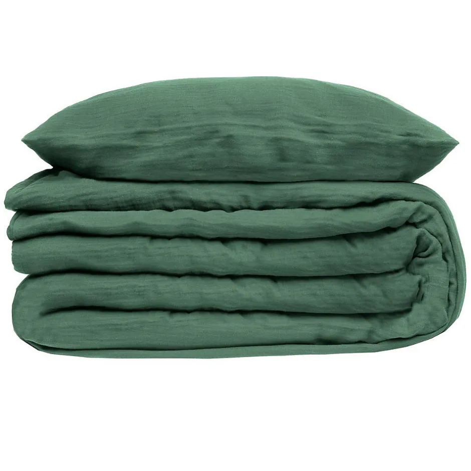 Atmosphera Créateur D'Intérieur Parure de lit - gaze de coton - vert céladon - 260x240 cm - Atmosphera