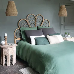 Atmosphera Créateur D'Intérieur Parure de lit - gaze de coton - vert céladon - 260x240 cm - Atmosphera