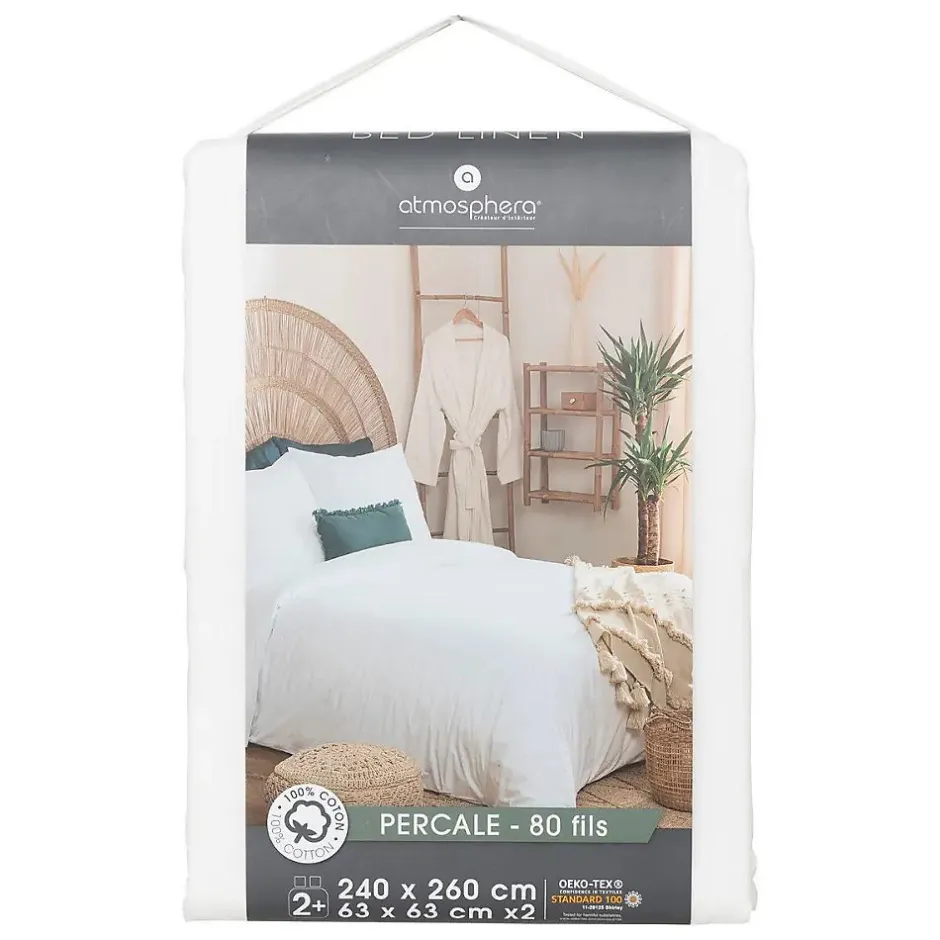 Atmosphera Créateur D'Intérieur Parure de lit - percale - blanc - 260x240 cm - Atmosphera