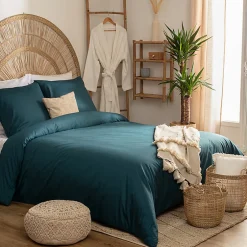Atmosphera Créateur D'Intérieur Parure de lit - percale - bleu - 260x240 cm - Atmosphera