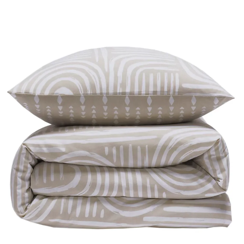 Future Home Parure de lit 1 personne en coton imprimé beige 140x200cm Discount