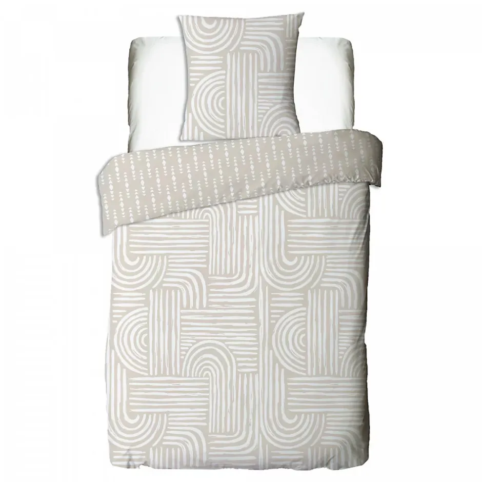 Future Home Parure de lit 1 personne en coton imprimé beige 140x200cm Discount