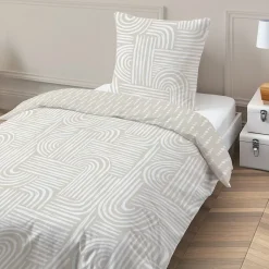 Future Home Parure de lit 1 personne en coton imprimé beige 140x200cm Discount