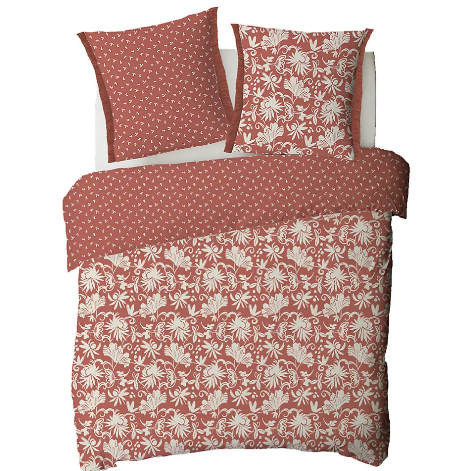 Future Home Parure de lit 2 personnes floral à franges en coton 240x220cm