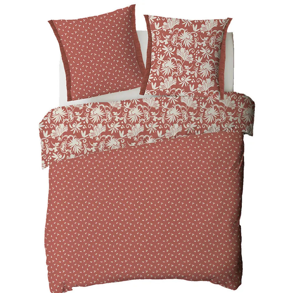 Future Home Parure de lit 2 personnes floral à franges en coton 240x220cm
