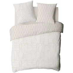 Future Home Parure de lit 2 personnes en coton 57 fils imprimé beige 260x240cm Hot