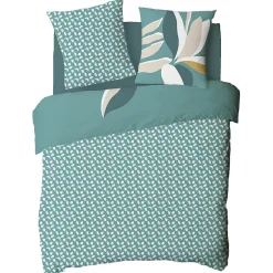 Future Home Parure de lit 2 personnes tropical réversible feuilles 240x220cm