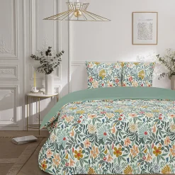 Future Home Parure de lit 2 personnes en satin de coton imprimé floral 260x240cm Best