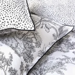 Future Home Parure de lit 2 personnes en coton 57 fils imprimé blanc 240x220cm Hot