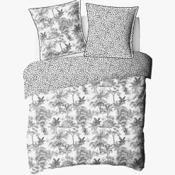 Future Home Parure de lit 2 personnes en coton 57 fils imprimé blanc 240x220cm Hot